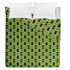 Green Black Abstract Pattern Duvet Cover Double Side (queen Size) by BrightVibesDesign