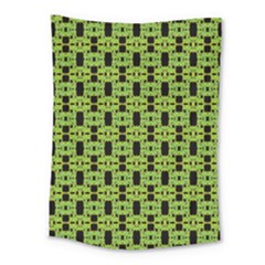 Green Black Abstract Pattern Medium Tapestry by BrightVibesDesign