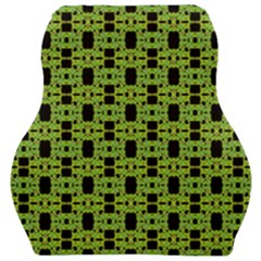 Green Black Abstract Pattern Car Seat Velour Cushion  by BrightVibesDesign