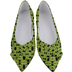 Green Black Abstract Pattern Women s Bow Heels