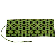 Green Black Abstract Pattern Roll Up Canvas Pencil Holder (s)