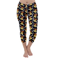 Cute Cartoon Airedale Dog Face Capri Winter Leggings 