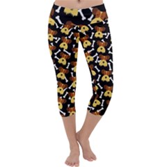 Cute Cartoon Airedale Dog Face Capri Yoga Leggings by trulycreative