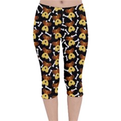 Cute Cartoon Airedale Dog Face Velvet Capri Leggings  by trulycreative