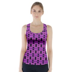 Pink Black Abstract Pattern Racer Back Sports Top by BrightVibesDesign