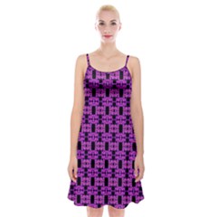 Pink Black Abstract Pattern Spaghetti Strap Velvet Dress by BrightVibesDesign