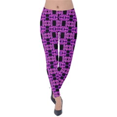 Pink Black Abstract Pattern Velvet Leggings by BrightVibesDesign