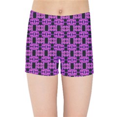 Pink Black Abstract Pattern Kids  Sports Shorts by BrightVibesDesign