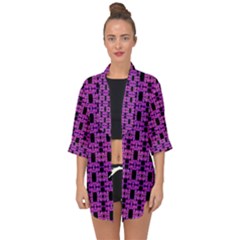 Pink Black Abstract Pattern Open Front Chiffon Kimono by BrightVibesDesign