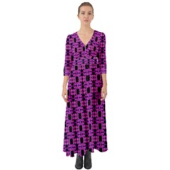 Pink Black Abstract Pattern Button Up Boho Maxi Dress by BrightVibesDesign