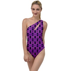 Pink Black Abstract Pattern To One Side Swimsuit by BrightVibesDesign