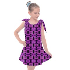 Pink Black Abstract Pattern Kids  Tie Up Tunic Dress by BrightVibesDesign