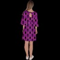 Pink Black Abstract Pattern Velour Kimono Dress View4