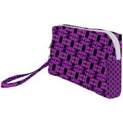 Pink Black Abstract Pattern Wristlet Pouch Bag (small) by BrightVibesDesign