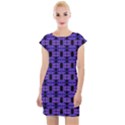 Purple Black Abstract Pattern Cap Sleeve Bodycon Dress View1