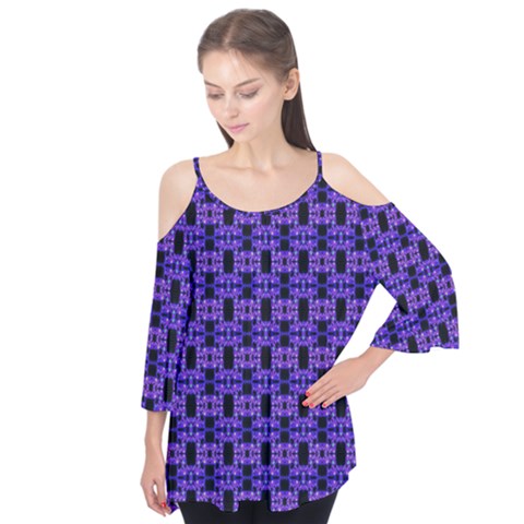 Purple Black Abstract Pattern Flutter Tees by BrightVibesDesign