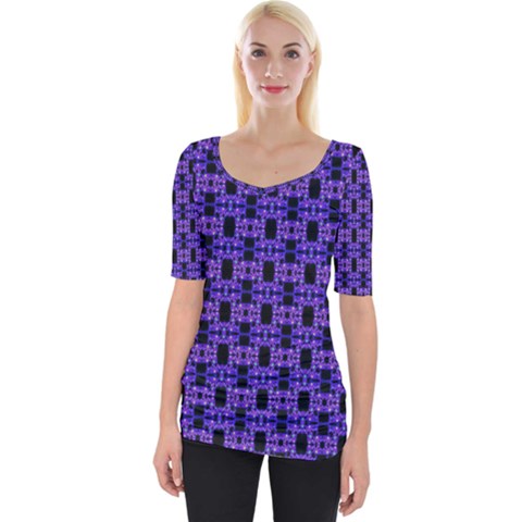 Purple Black Abstract Pattern Wide Neckline Tee by BrightVibesDesign