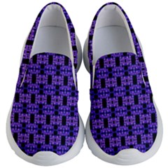 Purple Black Abstract Pattern Kids  Lightweight Slip Ons by BrightVibesDesign