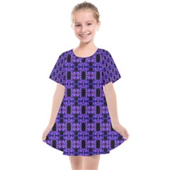 Purple Black Abstract Pattern Kids  Smock Dress by BrightVibesDesign