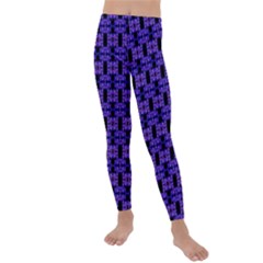 Purple Black Abstract Pattern Kids  Lightweight Velour Leggings by BrightVibesDesign