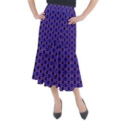 Purple Black Abstract Pattern Midi Mermaid Skirt