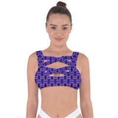 Purple Black Abstract Pattern Bandaged Up Bikini Top