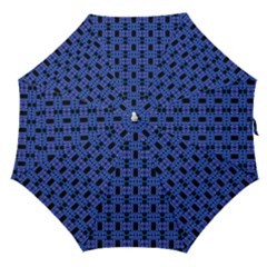 Blue Black Abstract Pattern Straight Umbrellas by BrightVibesDesign