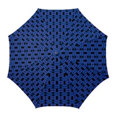 Blue Black Abstract Pattern Golf Umbrellas by BrightVibesDesign