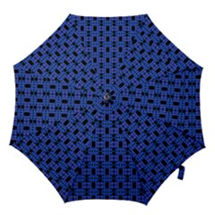 Blue Black Abstract Pattern Hook Handle Umbrellas (large)