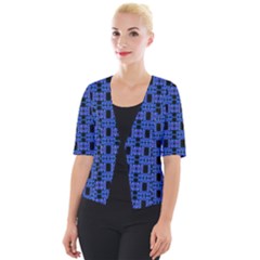 Blue Black Abstract Pattern Cropped Button Cardigan by BrightVibesDesign