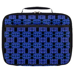 Blue Black Abstract Pattern Full Print Lunch Bag by BrightVibesDesign