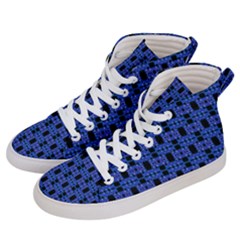 Blue Black Abstract Pattern Women s Hi-top Skate Sneakers by BrightVibesDesign