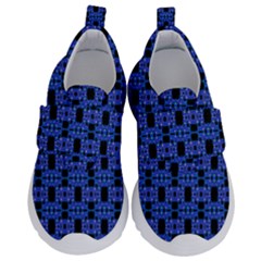 Blue Black Abstract Pattern Kids  Velcro No Lace Shoes by BrightVibesDesign