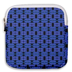 Blue Black Abstract Pattern Mini Square Pouch by BrightVibesDesign