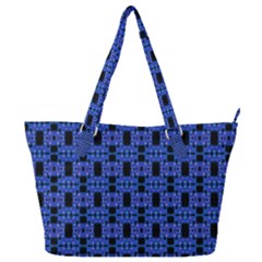 Blue Black Abstract Pattern Full Print Shoulder Bag by BrightVibesDesign