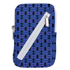 Blue Black Abstract Pattern Belt Pouch Bag (small) by BrightVibesDesign