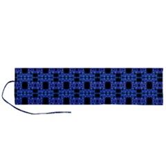 Blue Black Abstract Pattern Roll Up Canvas Pencil Holder (l) by BrightVibesDesign