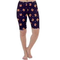 Cute Cartoon Fox Face Eggplant Cropped Leggings  by trulycreative