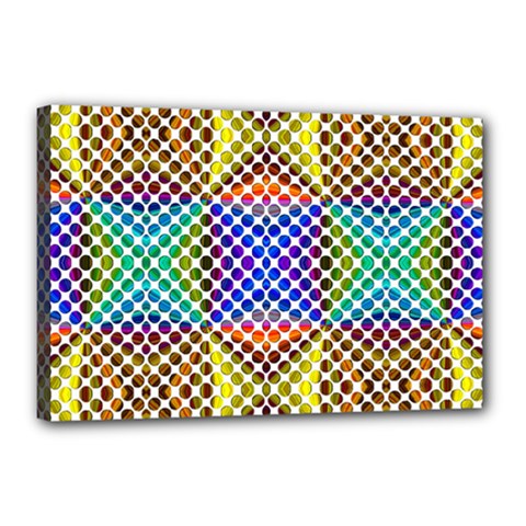 Colorful Circle Abstract White Brown Blue Yellow Canvas 18  X 12  (stretched) by BrightVibesDesign