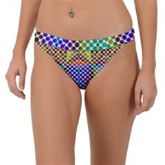 Colorful Circle Abstract White Brown Blue Yellow Band Bikini Bottom by BrightVibesDesign