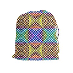 Colorful Circle Abstract White Brown Blue Yellow Drawstring Pouch (xl) by BrightVibesDesign