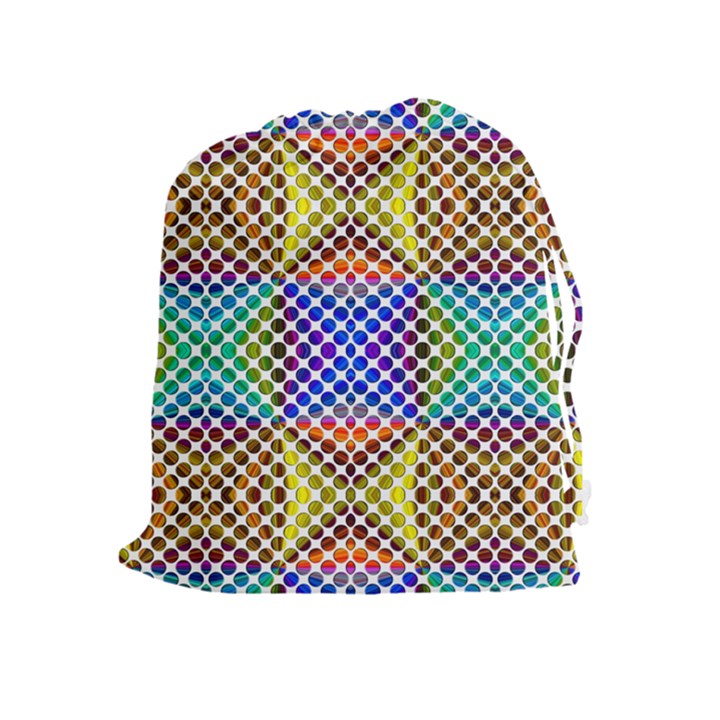 Colorful Circle Abstract White Brown Blue Yellow Drawstring Pouch (XL)