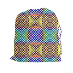 Colorful Circle Abstract White Brown Blue Yellow Drawstring Pouch (2xl) by BrightVibesDesign