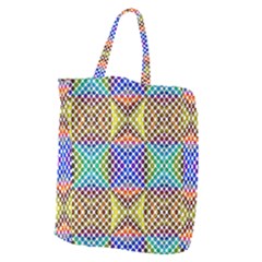 Colorful Circle Abstract White Brown Blue Yellow Giant Grocery Tote by BrightVibesDesign