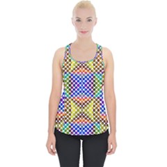 Colorful Circle Abstract White Brown Blue Yellow Piece Up Tank Top by BrightVibesDesign