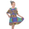 Colorful Circle Abstract White Brown Blue Yellow Kids  Shoulder Cutout Chiffon Dress View1