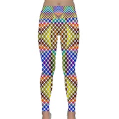 Colorful Circle Abstract White Brown Blue Yellow Lightweight Velour Classic Yoga Leggings by BrightVibesDesign