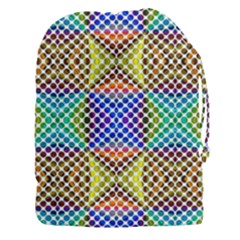 Colorful Circle Abstract White Brown Blue Yellow Drawstring Pouch (3xl) by BrightVibesDesign