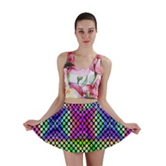 Bright  Circle Abstract Black Green Pink Blue Mini Skirt by BrightVibesDesign