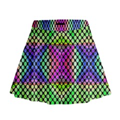 Bright  Circle Abstract Black Green Pink Blue Mini Flare Skirt by BrightVibesDesign